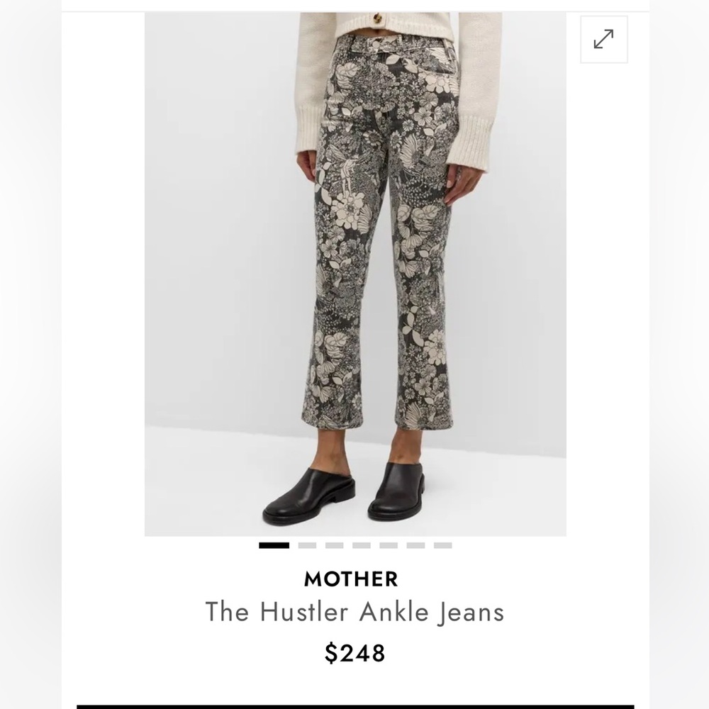 MOTHER Black and Cream Floral Ankle Jeans - Picture 6 of 7
